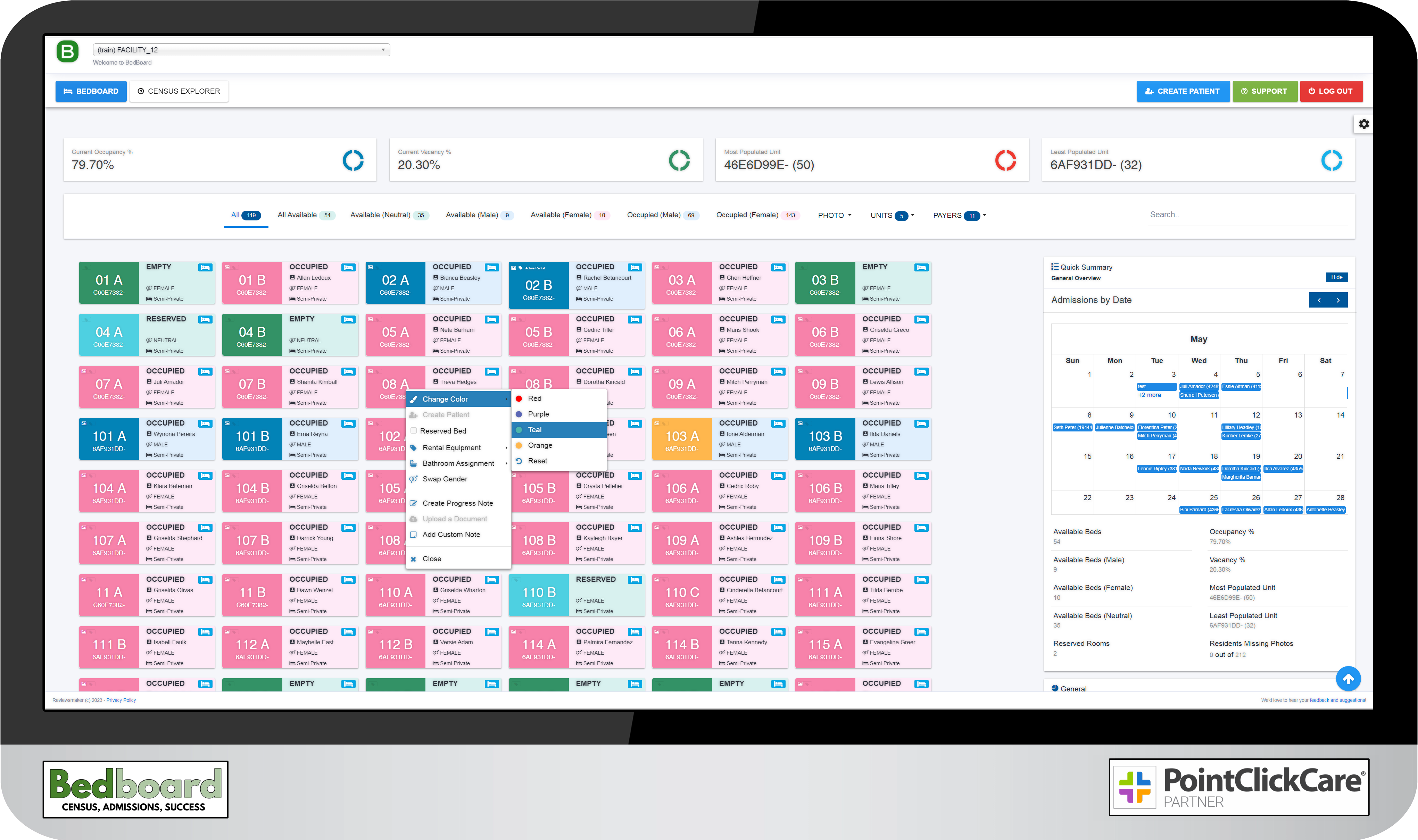 Bedboard for PointClickCare